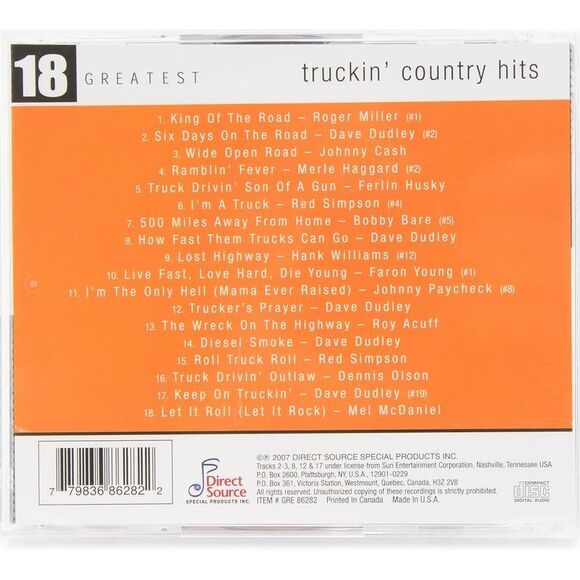 18 Greatest Truckin' Country Hits CD 7 Top Ten Hits! - Picture 3 of 3